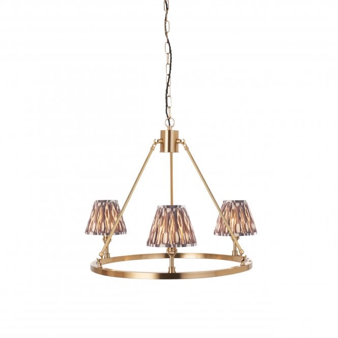 Chester 3 Light Pendant With Ikat Shades In Pearl Grey