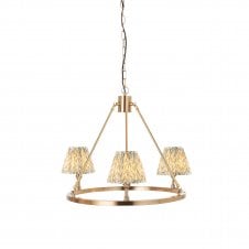 brass circular ceiling light with green leaf shades