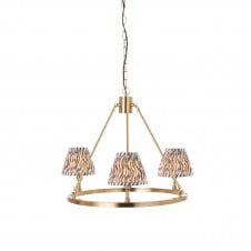 brass circular ceiling light with grey ripple pattern shades