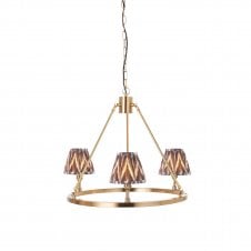 brass circular ceiling light with grey zigzag pattern shades