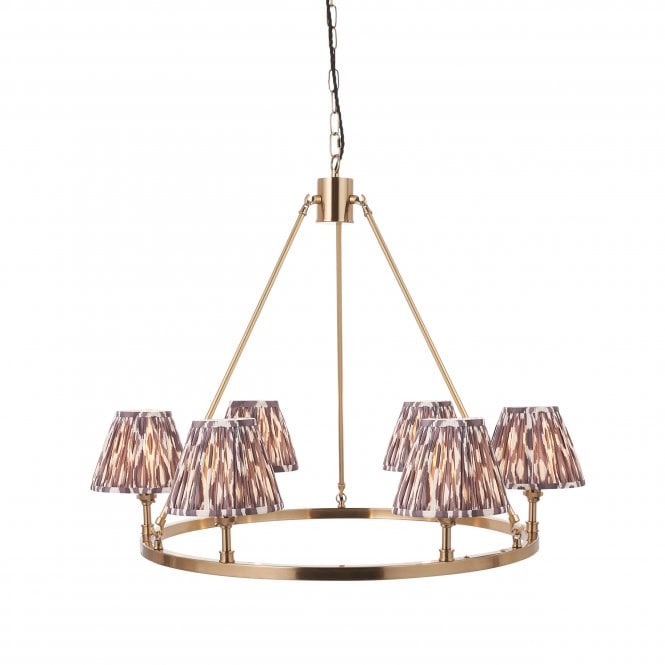 Chester 6 Light Pendant With Ikat Shades In Pearl Grey