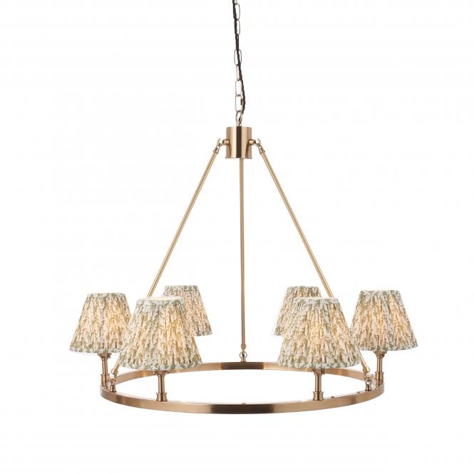 Chester 6 Light Pendant With Leaf Shades In Green