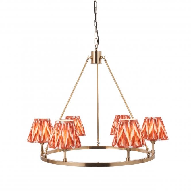 Chester 6 Light Pendant With Zigzag Shade in Apricot