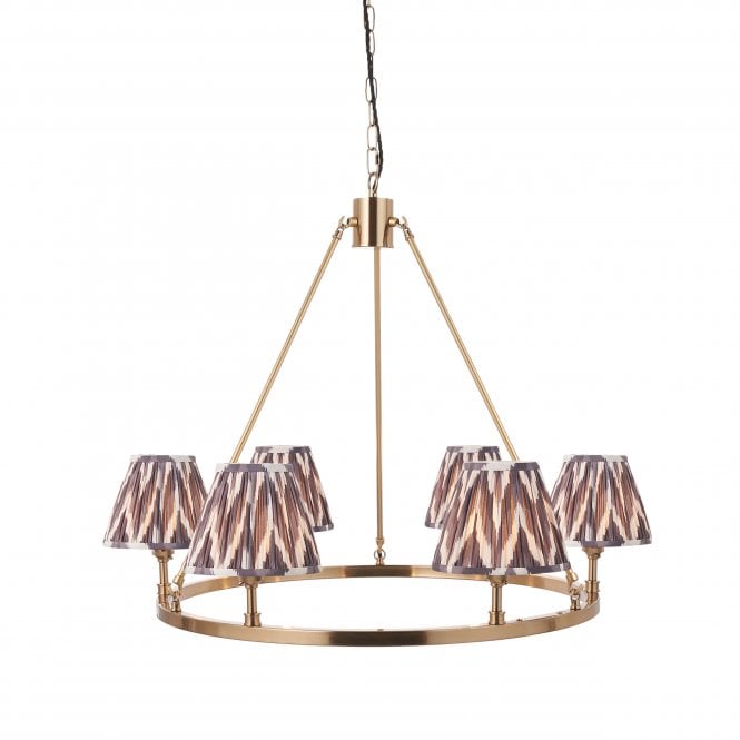 Chester 6 Light Pendant With Zigzag Shades in Pearl Grey