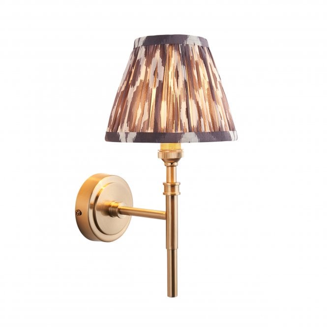 Chester Wall Light With Ikat Shade In Pearl Grey