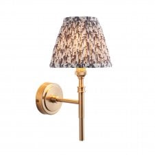 brass wall light with grey leaf shade