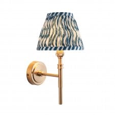 brass wall light with marlin blue ripple shade