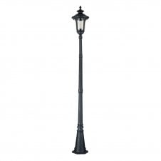 CHICAGO Garden Lamp Post in Black Cast Aluminium With Clear Seeded Glass
