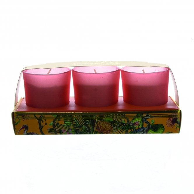 Chinoiserie Set of 3 Wax Filled Candle Pots Oriental Lily Scent 50g