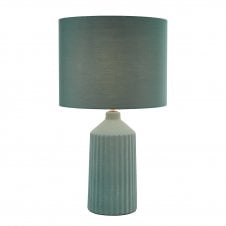 green table lamp with green lamp shade
