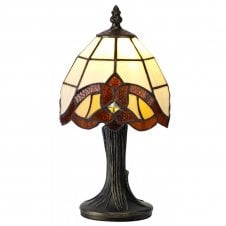 CHRISTIANA small cream and amber glass Tiffany style lamp with clear crystal detail