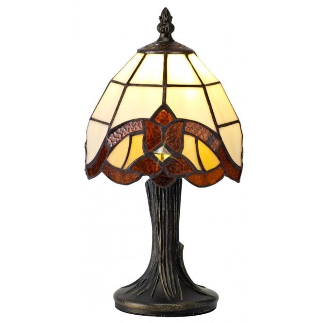 CHRISTIANA small cream and amber glass Tiffany style lamp with clear crystal detail