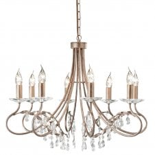 Edwardian 8 light chandelier in gold patina