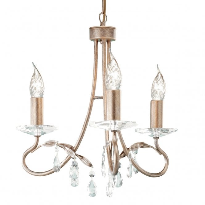 CHRISTINA dual mount 3 light Edwardian chandelier in silver/gold patina