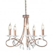 Dual Mount 5 Light Edwardian Chandelier Silver
