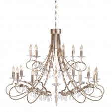 Large 18 Light Chandelier In Silver/Gold Patina