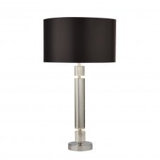 CHROME/GLASS Table Lamp With Black Shade Silver Inner