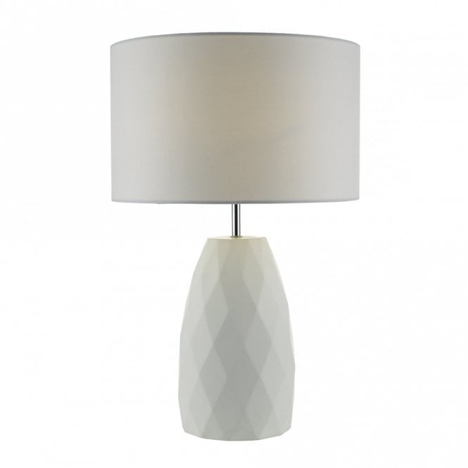 CIARA white ceramic table lamp with cotton shade