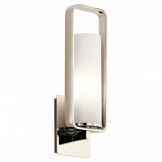 CITY LOFT modern wall light in polished nickel with opal glass