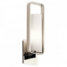 CITY LOFT modern wall light in polished nickel with opal glass