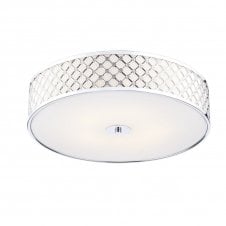 CIVIC 5 light large flush modern ceiling light with chrome frame & glass diffuser