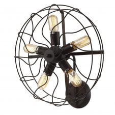CLAUDIA Fan Cage 5 Light Wall Light Black