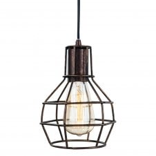 CLIPPER rustic brown cage style ceiling pendant