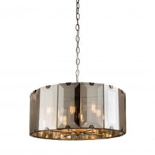 CLOONEY 8 light smoke cut glass and grey ceiling pendant