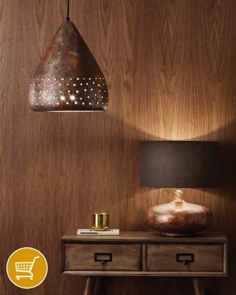burnished copper ceiling pendant light