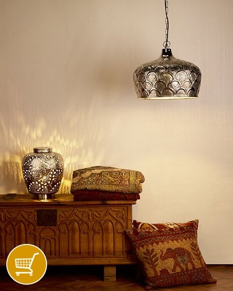 hammered nickel ceiling pendant