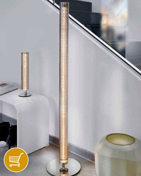 chrome LED cylindrical table and floor lamp