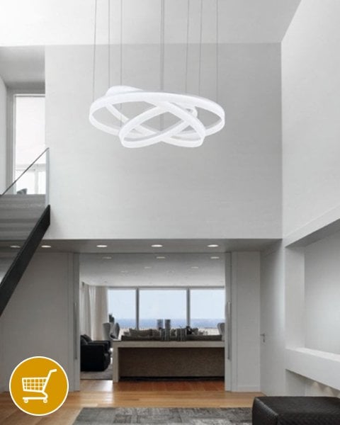 large LED 3 light ring ceiling pendant