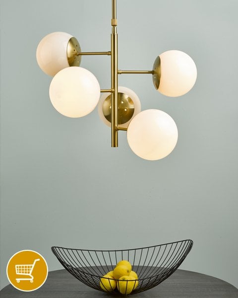 brass pendant with opal globe shades