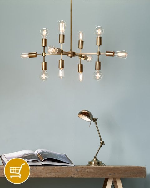 old gold industrial style multi arm ceiling pendant
