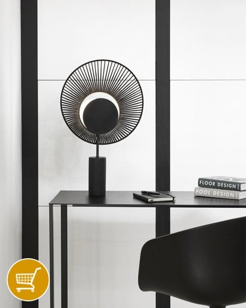 geometric black table lamp