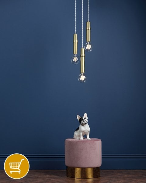 butter brass 3 light pendant cluster