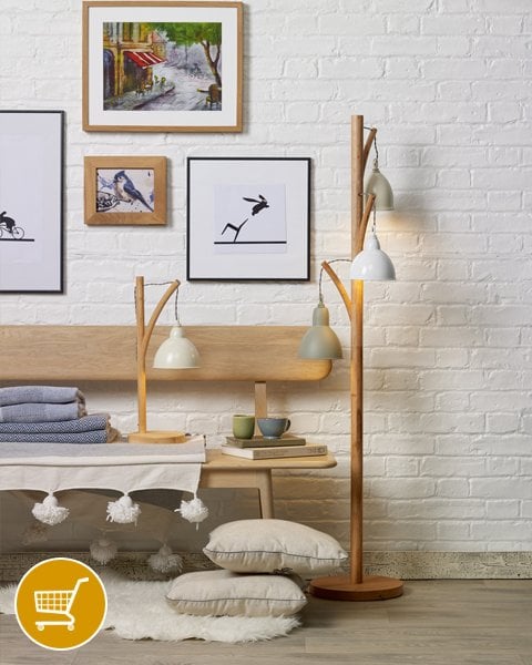 rustic wooden table lamp and floor lamp