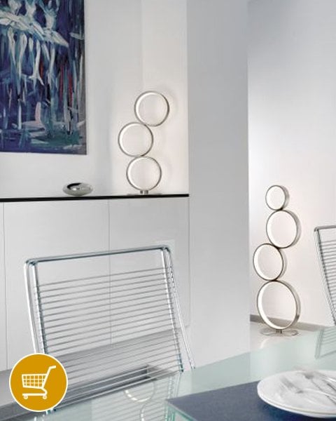 chrome stacked LED table and floor lamp
