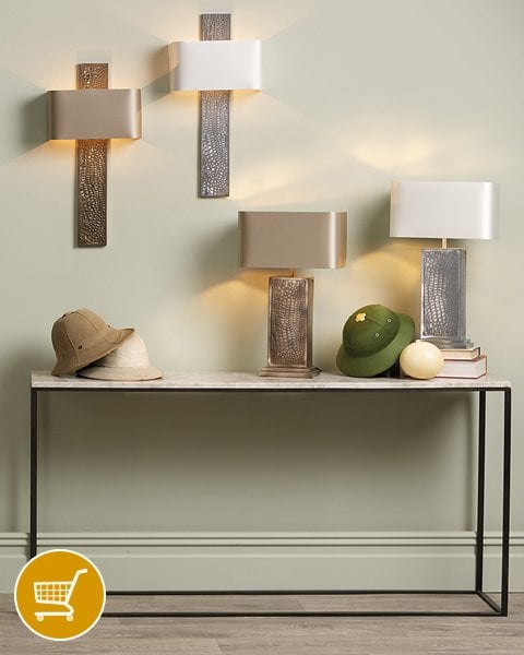 crocodile textured wall light and table lamp
