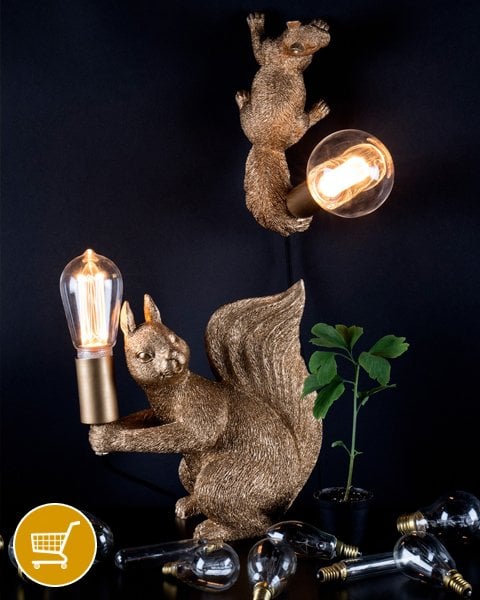 squirrel table lamp and wall light