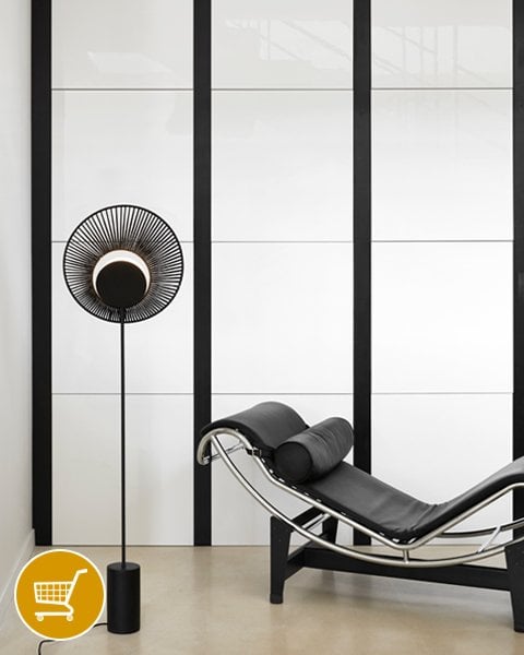 black wire mesh floor lamp