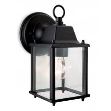 Black outdoor wall light with glass