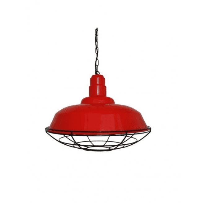 COBAL Industrial Style Pendant in Powder Coated Red Finish