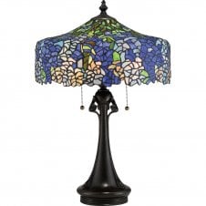 COBALT colourful glass mosaic table lamp with bronze base
