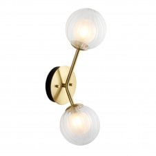 COBE 2 Light Wall Light in Satin Brass with Clear/Frosted Glass
