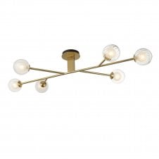 COBE Semi Flush Ceiling Light in Satin Brass with Clear/Frosted Glass