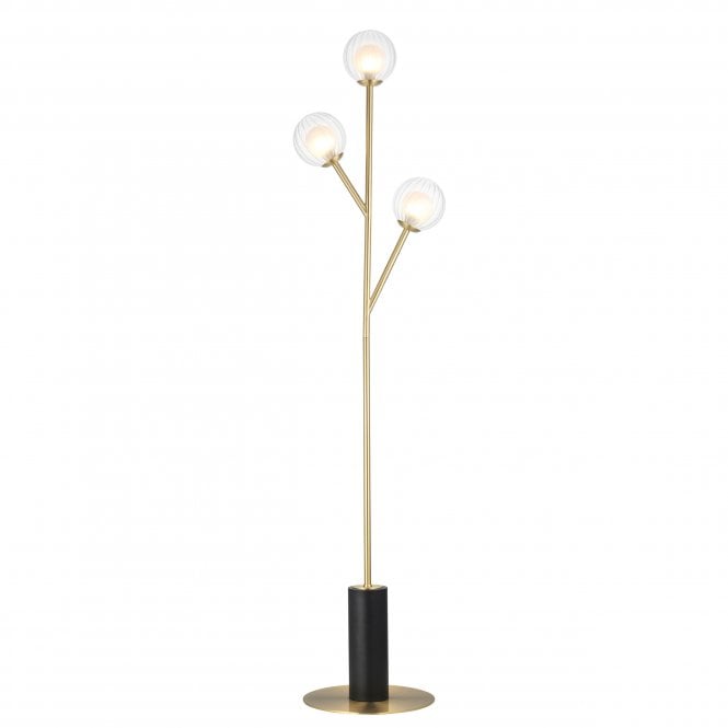 COBE Floor Lamp in Satin Brass with Clear/Frosted Glass