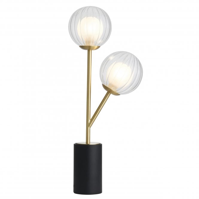 COBE Table Lamp in Satin Brass with Clear/Frosted Glass Globes