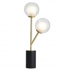 COBE Table Lamp in Satin Brass with Clear/Frosted Glass Globes