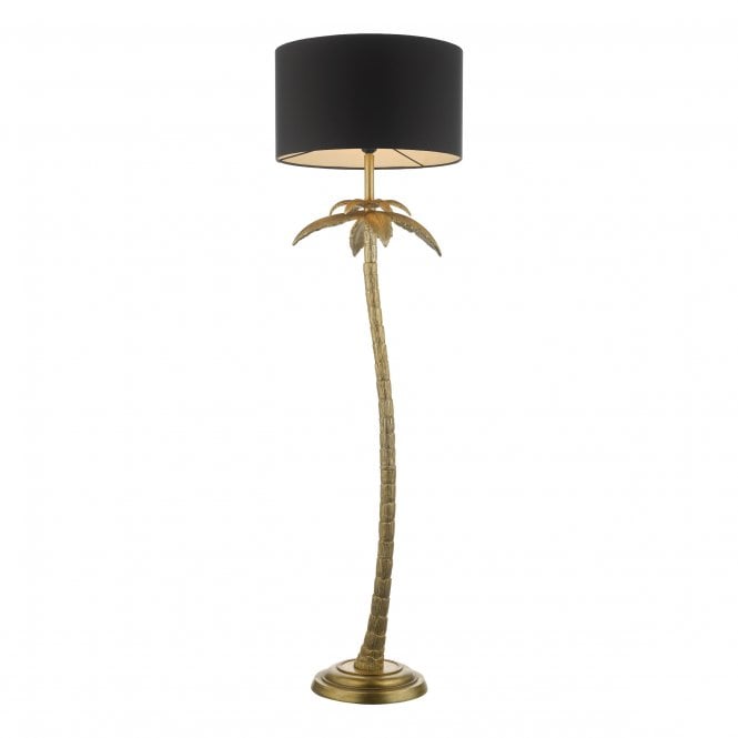 COCO Palm Tree Floor Lamp - Antique Gold with Black Shade